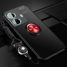 Custodia Silicone Ultra Sottile Morbida Cover con Magnetico Anello Supporto SD3 per Vivo iQOO Z6 Pro 5G Rosso e Nero