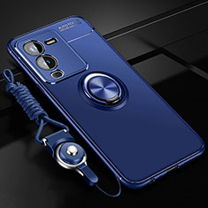 Custodia Silicone Ultra Sottile Morbida Cover con Magnetico Anello Supporto SD3 per Vivo V25 Pro 5G Blu