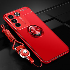 Custodia Silicone Ultra Sottile Morbida Cover con Magnetico Anello Supporto SD3 per Vivo V27 Pro 5G Rosso