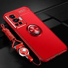 Custodia Silicone Ultra Sottile Morbida Cover con Magnetico Anello Supporto SD3 per Vivo X70 Pro 5G Rosso