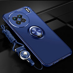 Custodia Silicone Ultra Sottile Morbida Cover con Magnetico Anello Supporto SD3 per Vivo X90 5G Blu