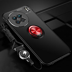 Custodia Silicone Ultra Sottile Morbida Cover con Magnetico Anello Supporto SD3 per Vivo X90 Pro 5G Rosso e Nero