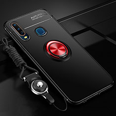Custodia Silicone Ultra Sottile Morbida Cover con Magnetico Anello Supporto SD3 per Vivo Y12 Rosso e Nero