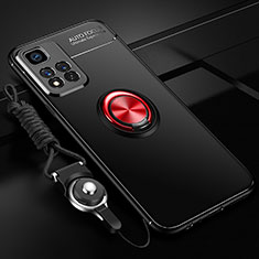 Custodia Silicone Ultra Sottile Morbida Cover con Magnetico Anello Supporto SD3 per Xiaomi Mi 11i 5G (2022) Rosso e Nero