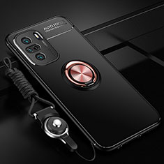 Custodia Silicone Ultra Sottile Morbida Cover con Magnetico Anello Supporto SD3 per Xiaomi Mi 11i 5G Oro e Nero