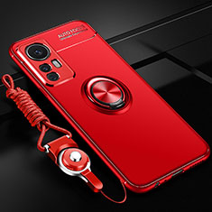 Custodia Silicone Ultra Sottile Morbida Cover con Magnetico Anello Supporto SD3 per Xiaomi Mi 12T Pro 5G Rosso