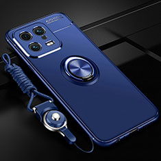 Custodia Silicone Ultra Sottile Morbida Cover con Magnetico Anello Supporto SD3 per Xiaomi Mi 13 5G Blu