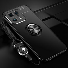 Custodia Silicone Ultra Sottile Morbida Cover con Magnetico Anello Supporto SD3 per Xiaomi Mi 13 5G Nero