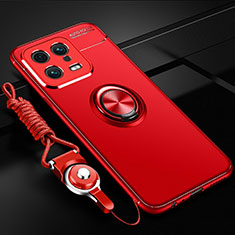 Custodia Silicone Ultra Sottile Morbida Cover con Magnetico Anello Supporto SD3 per Xiaomi Mi 13 5G Rosso
