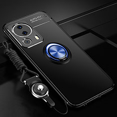 Custodia Silicone Ultra Sottile Morbida Cover con Magnetico Anello Supporto SD3 per Xiaomi Mi 13 Lite 5G Blu e Nero