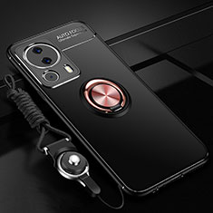 Custodia Silicone Ultra Sottile Morbida Cover con Magnetico Anello Supporto SD3 per Xiaomi Mi 13 Lite 5G Oro e Nero