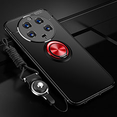 Custodia Silicone Ultra Sottile Morbida Cover con Magnetico Anello Supporto SD3 per Xiaomi Mi 13 Ultra 5G Rosso e Nero