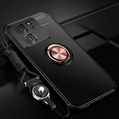 Custodia Silicone Ultra Sottile Morbida Cover con Magnetico Anello Supporto SD3 per Xiaomi Mi 13T 5G Oro e Nero