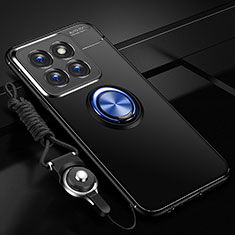 Custodia Silicone Ultra Sottile Morbida Cover con Magnetico Anello Supporto SD3 per Xiaomi Mi 14 5G Blu e Nero