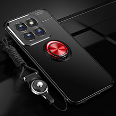 Custodia Silicone Ultra Sottile Morbida Cover con Magnetico Anello Supporto SD3 per Xiaomi Mi 14 5G Rosso e Nero