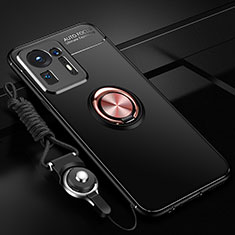 Custodia Silicone Ultra Sottile Morbida Cover con Magnetico Anello Supporto SD3 per Xiaomi Mi Mix 4 5G Oro e Nero