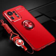 Custodia Silicone Ultra Sottile Morbida Cover con Magnetico Anello Supporto SD3 per Xiaomi Mi Mix 4 5G Rosso
