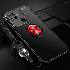Custodia Silicone Ultra Sottile Morbida Cover con Magnetico Anello Supporto SD3 per Xiaomi POCO C3 Rosso e Nero
