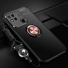 Custodia Silicone Ultra Sottile Morbida Cover con Magnetico Anello Supporto SD3 per Xiaomi POCO C31 Oro e Nero