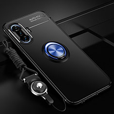 Custodia Silicone Ultra Sottile Morbida Cover con Magnetico Anello Supporto SD3 per Xiaomi Poco F3 GT 5G Blu e Nero