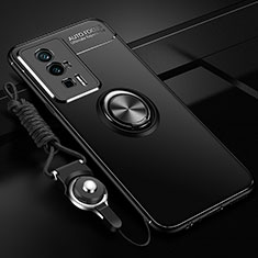Custodia Silicone Ultra Sottile Morbida Cover con Magnetico Anello Supporto SD3 per Xiaomi Poco F5 Pro 5G Nero