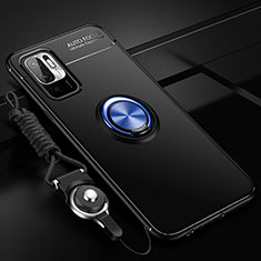 Custodia Silicone Ultra Sottile Morbida Cover con Magnetico Anello Supporto SD3 per Xiaomi POCO M3 Pro 5G Blu e Nero