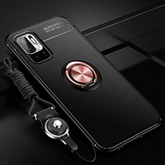 Custodia Silicone Ultra Sottile Morbida Cover con Magnetico Anello Supporto SD3 per Xiaomi POCO M3 Pro 5G Oro e Nero