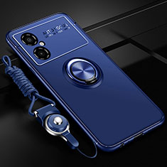 Custodia Silicone Ultra Sottile Morbida Cover con Magnetico Anello Supporto SD3 per Xiaomi Poco M4 5G Blu