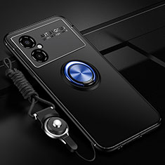 Custodia Silicone Ultra Sottile Morbida Cover con Magnetico Anello Supporto SD3 per Xiaomi Poco M4 5G Blu e Nero