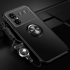Custodia Silicone Ultra Sottile Morbida Cover con Magnetico Anello Supporto SD3 per Xiaomi Poco M4 5G Nero