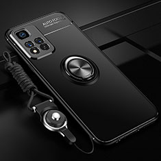 Custodia Silicone Ultra Sottile Morbida Cover con Magnetico Anello Supporto SD3 per Xiaomi Poco X4 NFC Nero