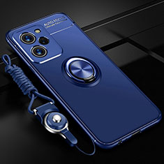 Custodia Silicone Ultra Sottile Morbida Cover con Magnetico Anello Supporto SD3 per Xiaomi Poco X5 Pro 5G Blu