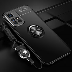 Custodia Silicone Ultra Sottile Morbida Cover con Magnetico Anello Supporto SD3 per Xiaomi Redmi 10 (2022) Nero
