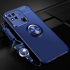 Custodia Silicone Ultra Sottile Morbida Cover con Magnetico Anello Supporto SD3 per Xiaomi Redmi 9 India Blu