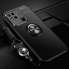 Custodia Silicone Ultra Sottile Morbida Cover con Magnetico Anello Supporto SD3 per Xiaomi Redmi 9 India Nero