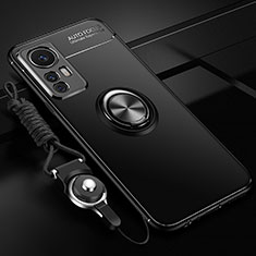 Custodia Silicone Ultra Sottile Morbida Cover con Magnetico Anello Supporto SD3 per Xiaomi Redmi K50 Ultra 5G Nero