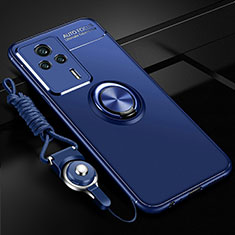 Custodia Silicone Ultra Sottile Morbida Cover con Magnetico Anello Supporto SD3 per Xiaomi Redmi K60E 5G Blu