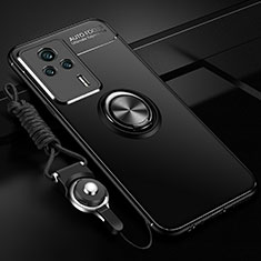 Custodia Silicone Ultra Sottile Morbida Cover con Magnetico Anello Supporto SD3 per Xiaomi Redmi K60E 5G Nero