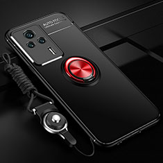 Custodia Silicone Ultra Sottile Morbida Cover con Magnetico Anello Supporto SD3 per Xiaomi Redmi K60E 5G Rosso e Nero