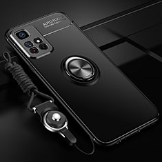 Custodia Silicone Ultra Sottile Morbida Cover con Magnetico Anello Supporto SD3 per Xiaomi Redmi Note 11 5G Nero