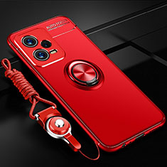Custodia Silicone Ultra Sottile Morbida Cover con Magnetico Anello Supporto SD3 per Xiaomi Redmi Note 12 5G Rosso