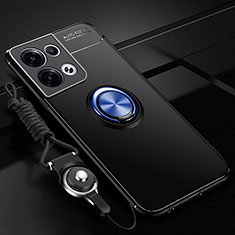 Custodia Silicone Ultra Sottile Morbida Cover con Magnetico Anello Supporto SD3 per Xiaomi Redmi Note 13 5G Blu e Nero