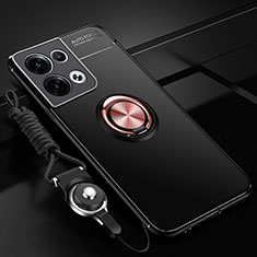 Custodia Silicone Ultra Sottile Morbida Cover con Magnetico Anello Supporto SD3 per Xiaomi Redmi Note 13 5G Oro e Nero