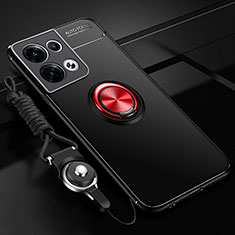 Custodia Silicone Ultra Sottile Morbida Cover con Magnetico Anello Supporto SD3 per Xiaomi Redmi Note 13 5G Rosso e Nero