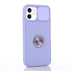 Custodia Silicone Ultra Sottile Morbida Cover con Magnetico Anello Supporto T01 per Apple iPhone 12 Mini Lavanda