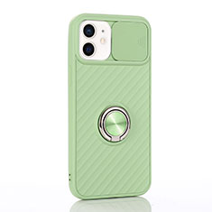 Custodia Silicone Ultra Sottile Morbida Cover con Magnetico Anello Supporto T01 per Apple iPhone 12 Mini Verde Pastello