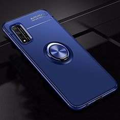 Custodia Silicone Ultra Sottile Morbida Cover con Magnetico Anello Supporto T01 per Huawei Honor 20 Blu