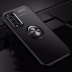 Custodia Silicone Ultra Sottile Morbida Cover con Magnetico Anello Supporto T01 per Huawei Honor 20 Nero