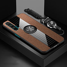 Custodia Silicone Ultra Sottile Morbida Cover con Magnetico Anello Supporto T01 per Huawei Honor 20 Pro Marrone