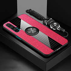 Custodia Silicone Ultra Sottile Morbida Cover con Magnetico Anello Supporto T01 per Huawei Honor 20 Pro Rosa Caldo